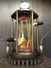 Steampunk Art Alchemy lamp for sale: Decorative piece of art with taxidermy octopus.